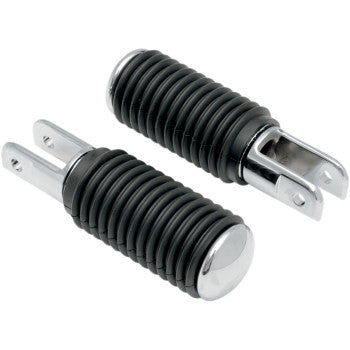Drag Specialties Chrome Footpegs with Rubber Sleeves — Pair - Howling Moto