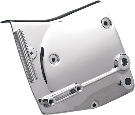 Chrome sprocket cover for 1982-1990 Harley-Davidson XL models by Drag Specialties, durable metal with a polished finish.