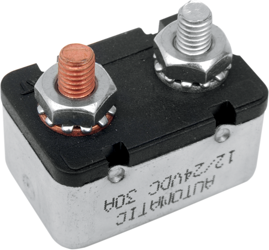 DRAG SPECIALTIES 30A Circuit Breaker MC-DRAG019 for Harley Davidson motorcycles, compact electrical safety device.