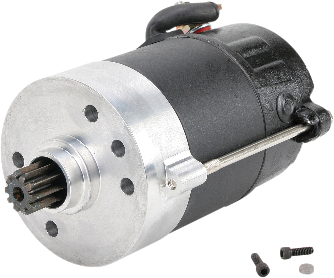 Black Harley Davidson Big Twin engine starter by Drag Specialties for models from 1967 to 1980, part number 80-1007.