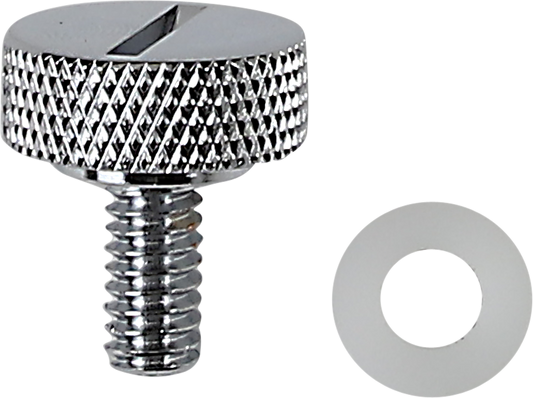 Chrome seat knob with slotted top from DRAG SPECIALTIES, featuring 1/4-20 thread for motorcycle seat adjustments.