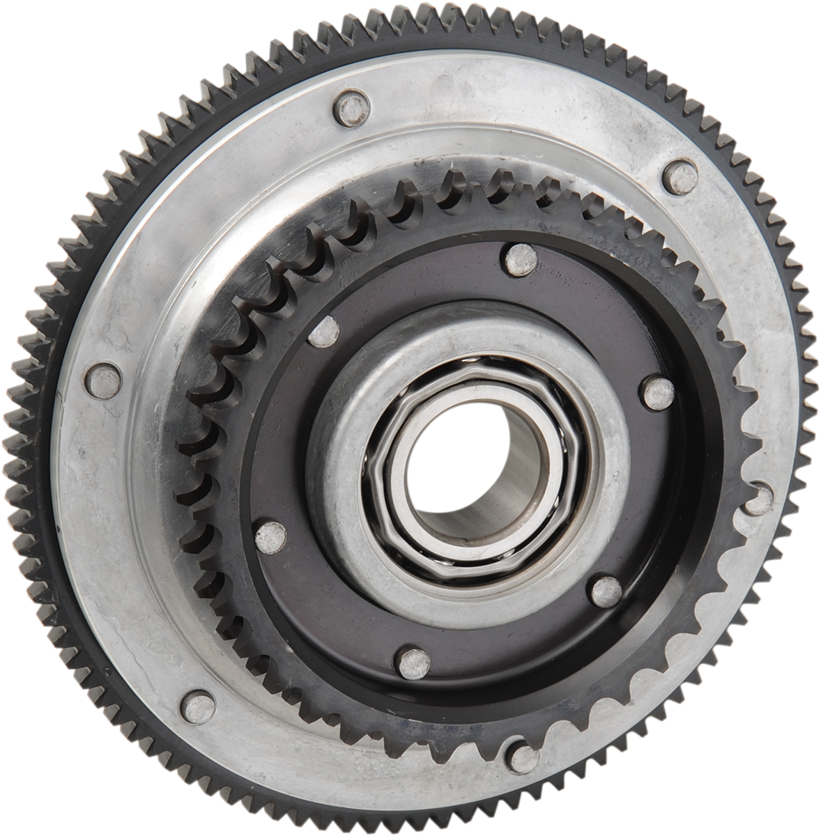 Drag Specialties clutch shell for Harley Big Twin 1998-2006, durable metal construction with detailed branding and mounting points