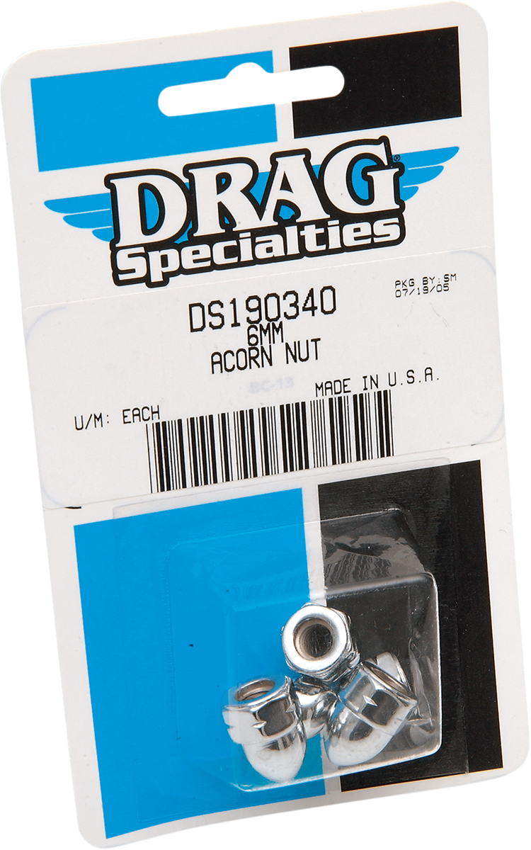 DRAG SPECIALTIES MBP1206 Acorn Nut, 6 mm, metal fastener with rounded top for motorcycle or bicycle applications