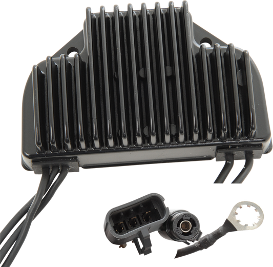 Black DRAG SPECIALTIES regulator for 2002-2007 V-Rod motorcycles, part number 74494-02BK, shown on a plain background.