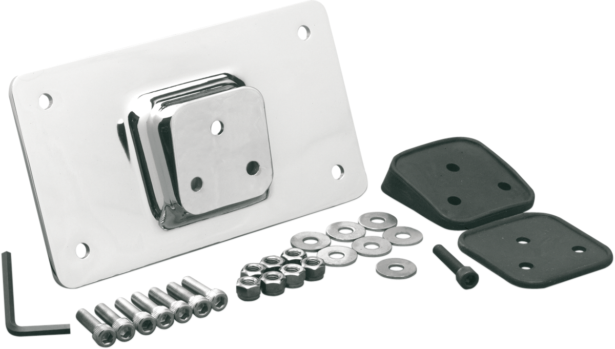 Chrome Fender License Plate Mount for motorcycles by DRAG SPECIALTIES, featuring durable metal construction and sleek chrome finish.