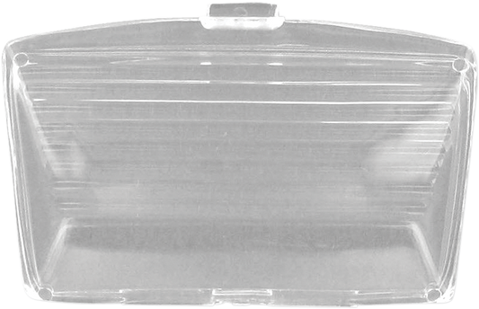 Clear front fender tip lens for motorcycle by Drag Specialties, showing the transparent, curved plastic design.