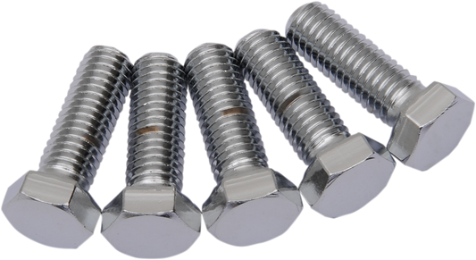Chrome hex-head bolts by DRAG SPECIALTIES, 1/2-inch diameter, 13 threads per inch, 2-inch length, replacement pack for motorcycle parts.