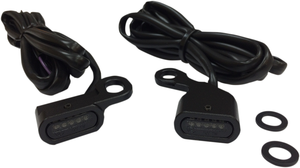 DRAG SPECIALTIES LED handlebar marker lights in black smoke finish, designed for motorcycle handlebars.