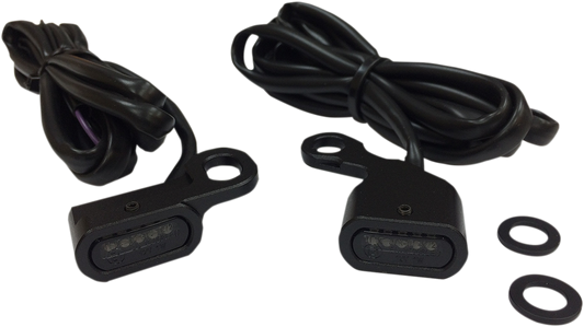 DRAG SPECIALTIES LED handlebar marker lights in black smoke finish, designed for motorcycle handlebars.