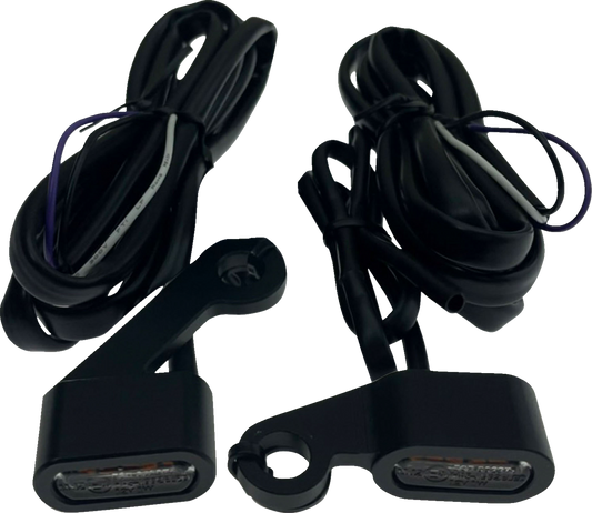 Black Drag Specialties marker lights with smoke lenses for Harley-Davidson XL 2004-2013, shown mounted on the motorcycle.