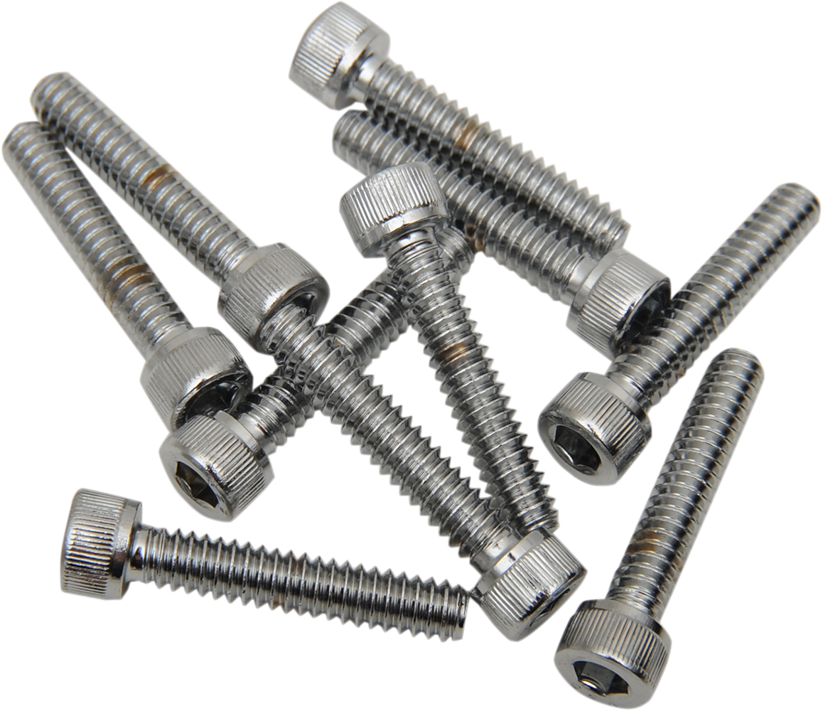 Set of 10 DRAG SPECIALTIES MPB196 socket-head bolts with knurled coarse threads, ideal for motorcycle repairs and replacements.