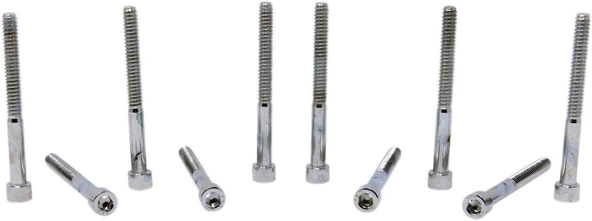Set of 10 DRAG SPECIALTIES MPB199S socket-head replacement bolts, ideal for motorcycle maintenance and repair.