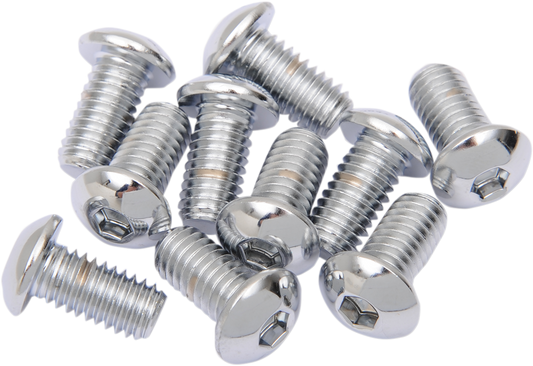 Drag Specialties MPB418 Button Head Replacement Bolts, 3/8" x 3/4", pack of 10, durable motorcycle hardware.