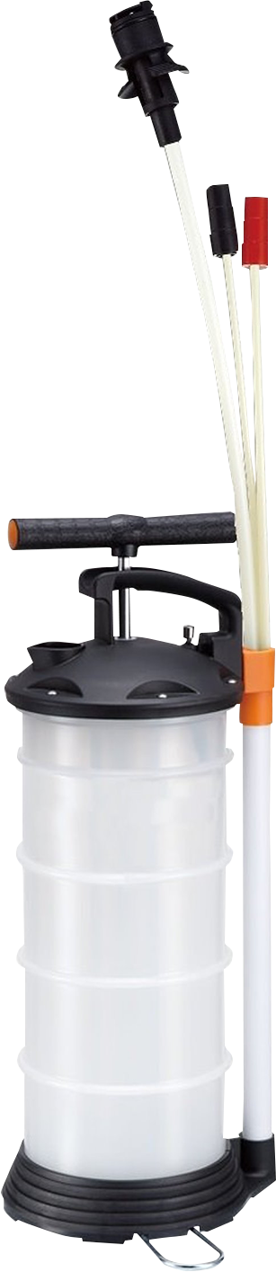 DRAG SPECIALTIES 4.0 liter oil extractor for efficient motorcycle oil changes, with a clear view of the device and its components.