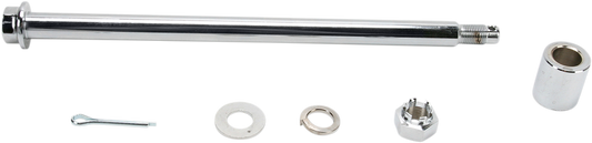 Drag Specialties rear chrome axle kit for Harley Touring 1980-1999, includes detailed parts for custom motorcycle enhancement.