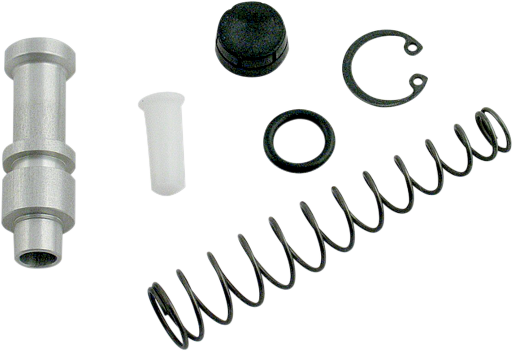 Drag Specialties rear master cylinder repair kit for Harley-Davidson, showing brake components and parts in the kit.