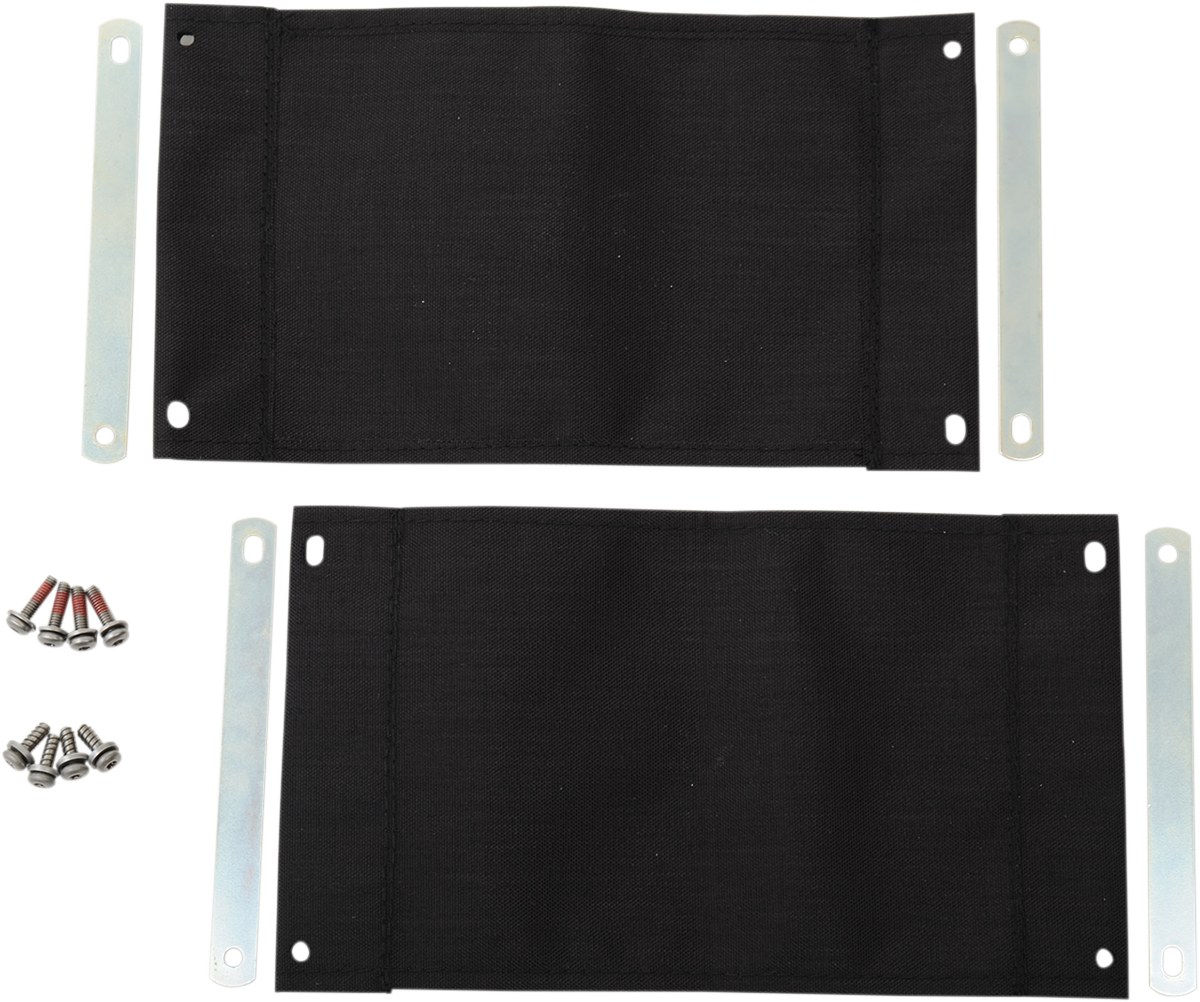 DRAG SPECIALTIES replacement saddlebag lid tether kit for motorcycle, shown with connectors and mounting hardware.