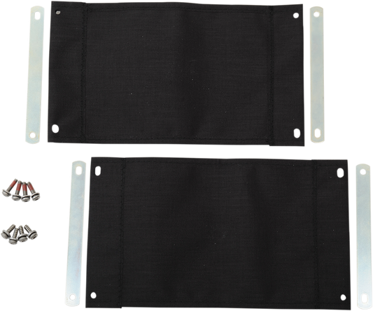 DRAG SPECIALTIES replacement saddlebag lid tether kit for motorcycle, shown with connectors and mounting hardware.