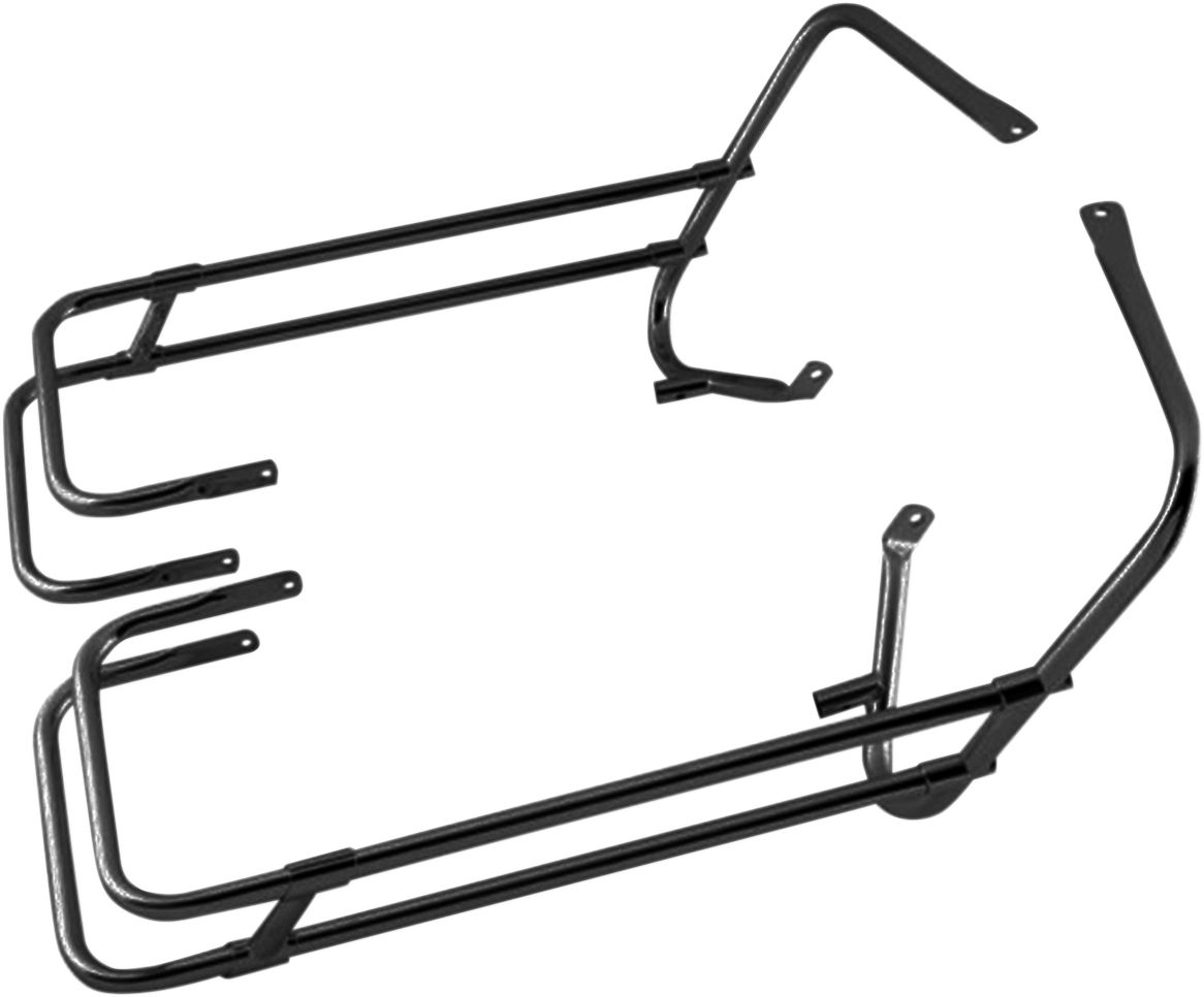 Black saddlebag rail kit for FL motorcycles, designed by Drag Specialties for 1997-2008 Harley-Davidson models with part number 21042B.