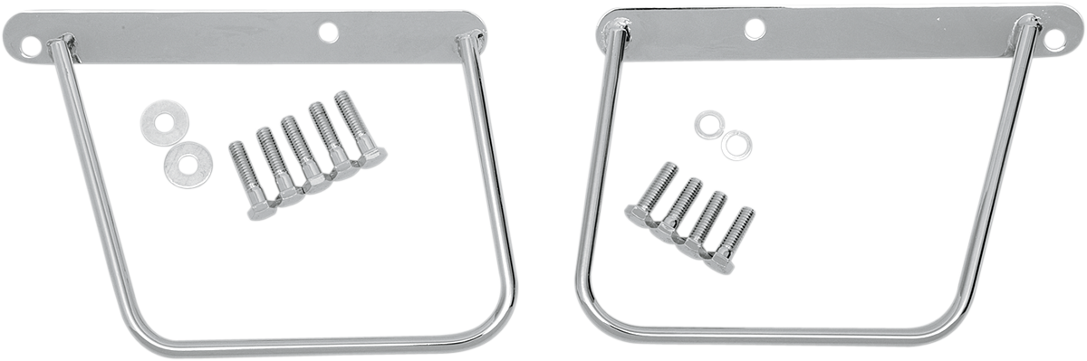 DRAG SPECIALTIES saddlebag support for FX/FL motorcycles 1984-1999, part number 77-0031, shown mounted on bike.