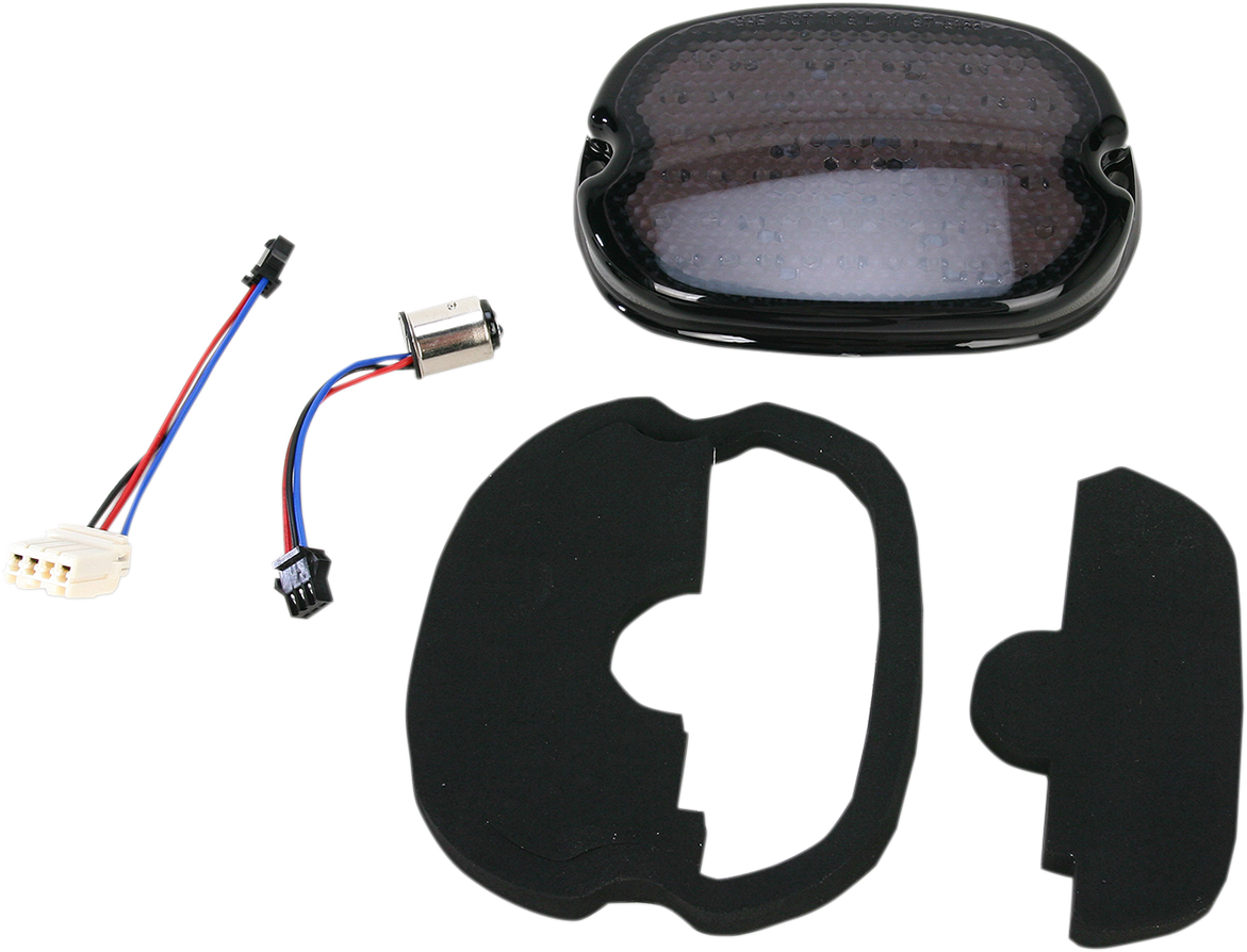 DRAG SPECIALTIES Smoke L24-0436MLED motorcycle taillight with full LED board and easy connectors, in a sleek smoked lens design.
