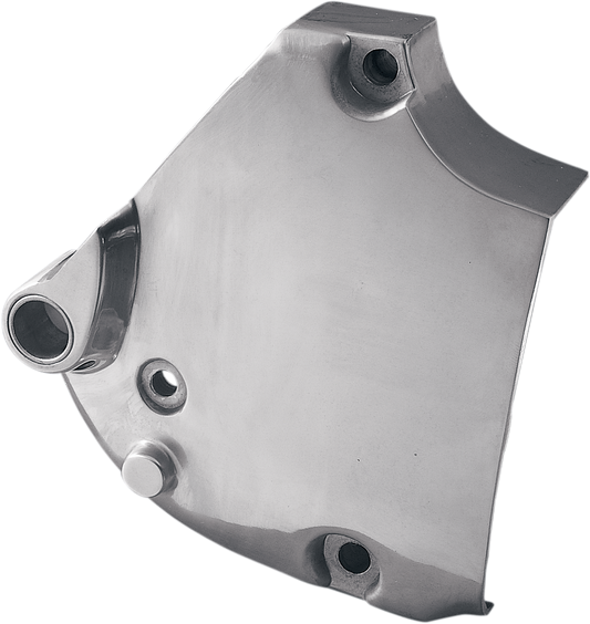 Polished aluminum sprocket cover with bronze bushing for '71-'76 XL Harley-Davidson by Drag Specialties, part #301124-BX-LB2.