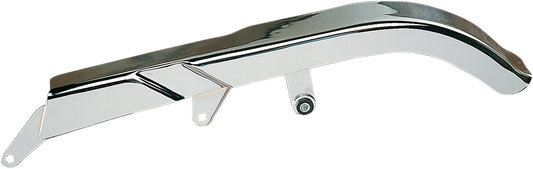 Chrome upper belt guard for Harley FXST/FLST 1986-1992, 1994 by Drag Specialties, showing the shiny protective cover for the motorcycle belt