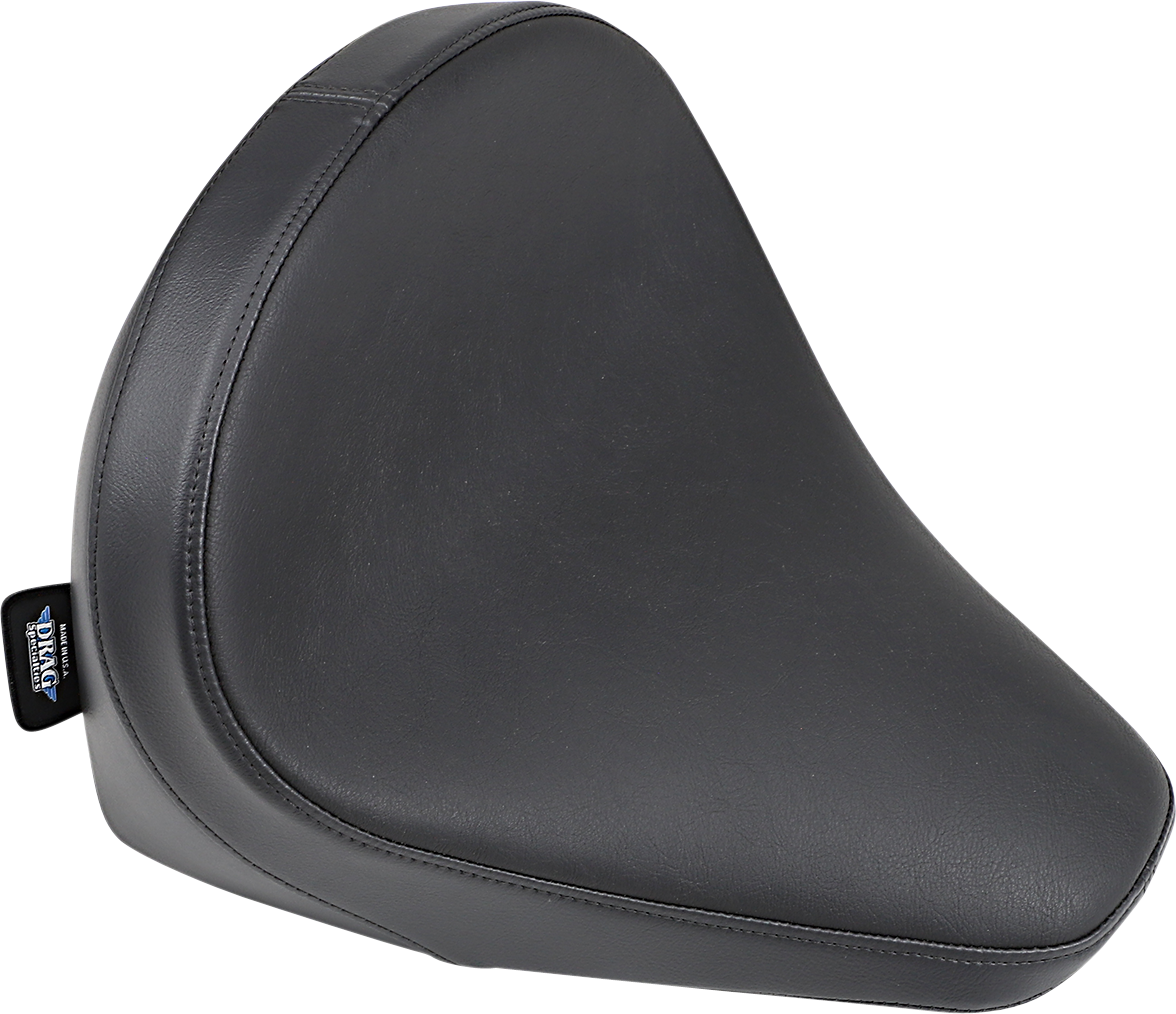 Black vinyl 3/4 solo seat from Drag Specialties Seats, designed for motorcycle comfort and style.