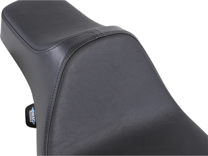Black Drag Specialties Predator III extended reach seat for Harley FL models 1999-2007, smooth finish, comfortable riding position
