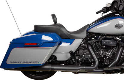 Drag Specialties EZ Glide II small backrest with vinyl cover, double diamond black stitch, designed for comfort and style.