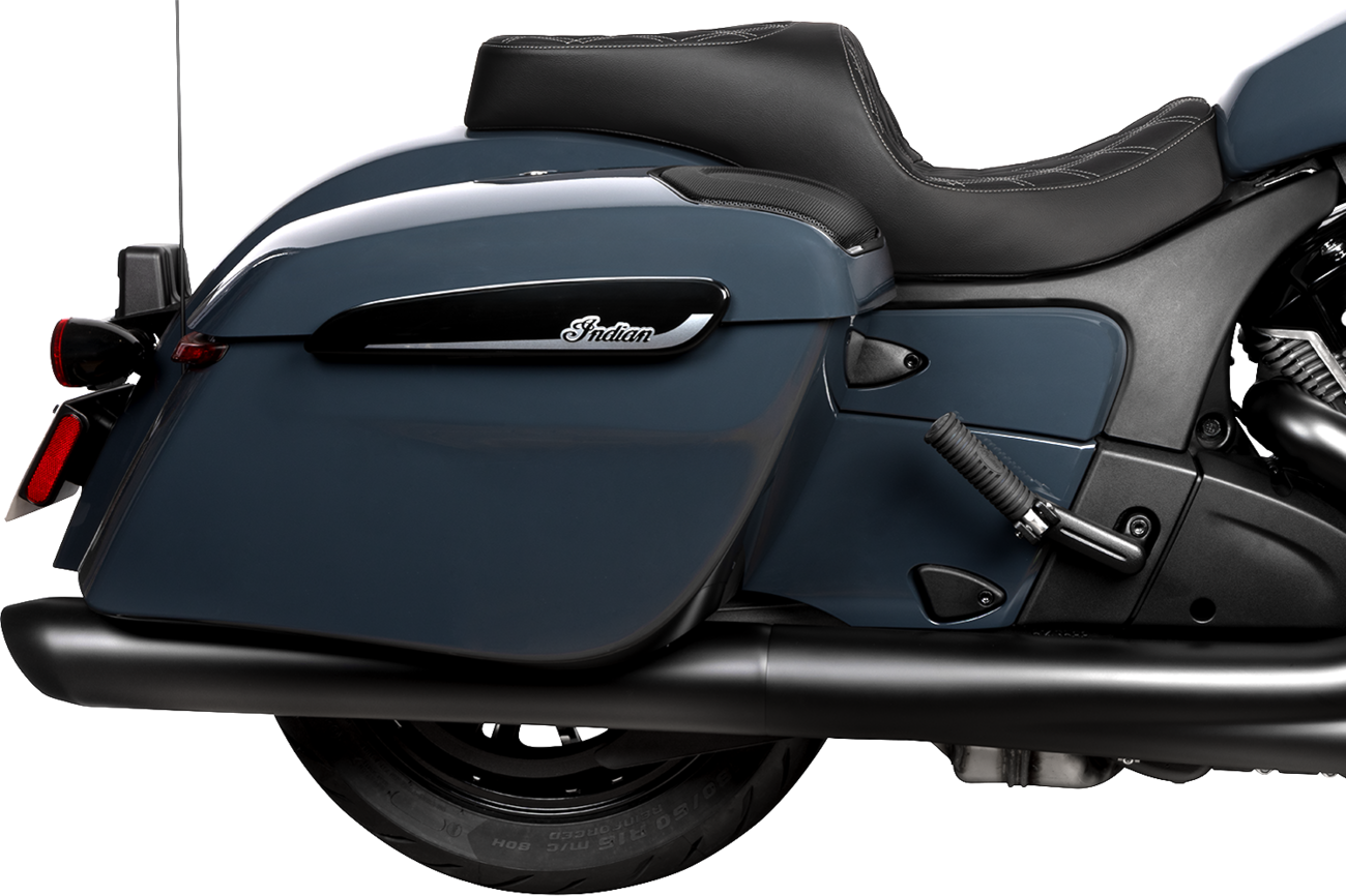 Drag Specialties Freedom Seat for Challenger 2020-25 and Chieftain 2025, vinyl with double diamond silver stitch, motorcycle seat.