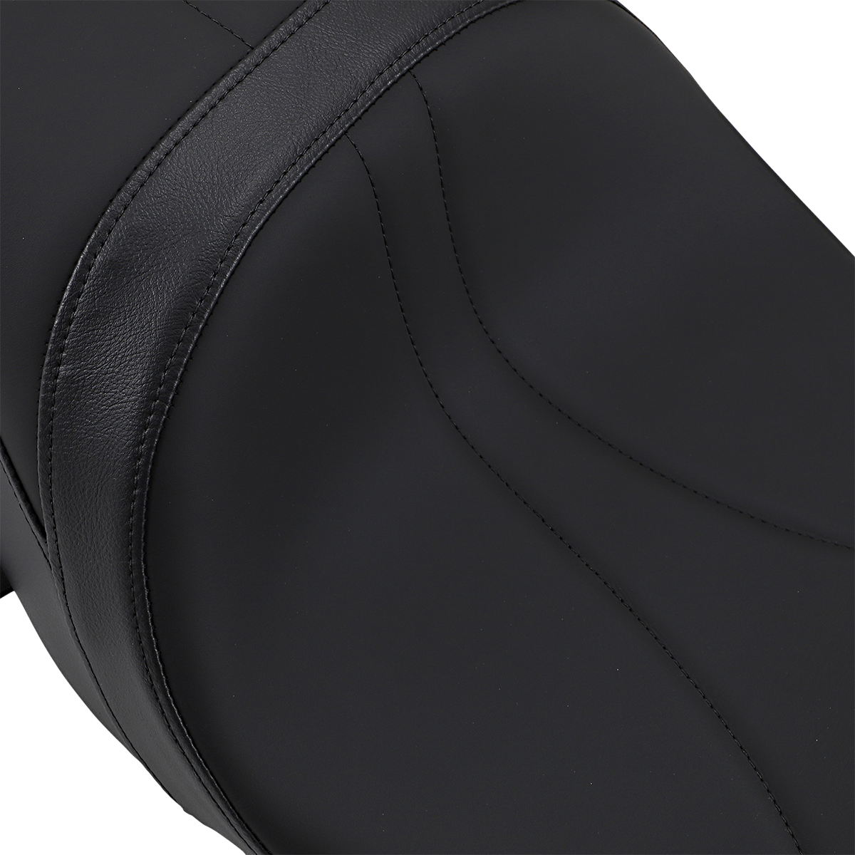 Drag Specialties low touring seat with solar reflective leather on Harley FL from 2008 to 2023, shown from a side angle