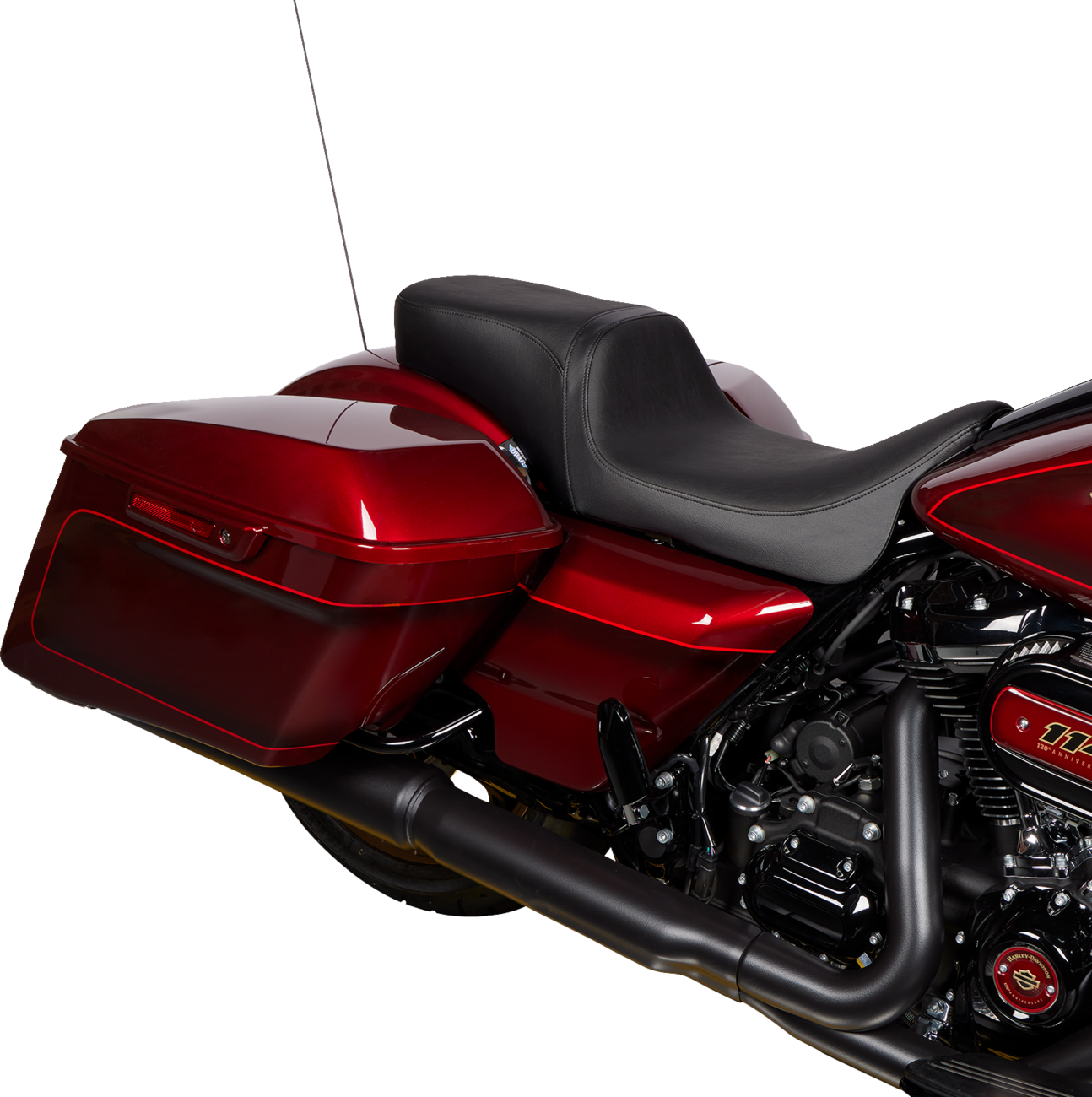 Black vinyl Drag Specialties Predator 2-up seat with smooth finish for Harley FLH/FLT models, 2008-2024, part #0801-1487.