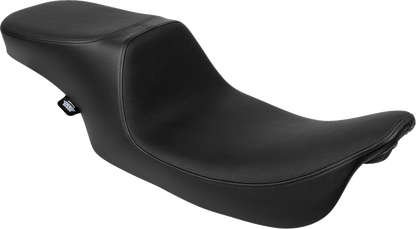 Drag Specialties Predator 2-up seat for Harley FL models 1997-2007, smooth vinyl, motorcycle seat with ergonomic design.
