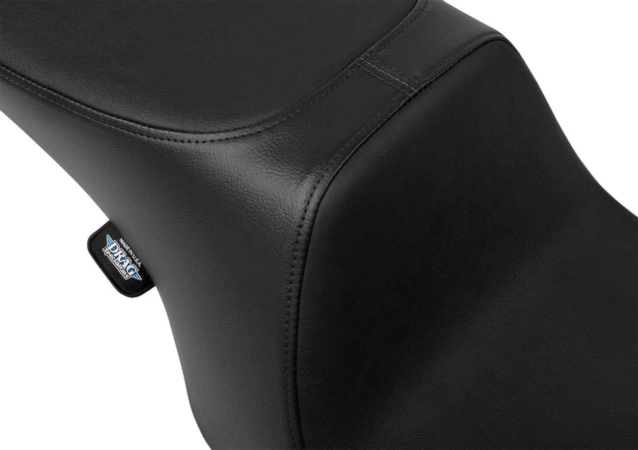 Drag Specialties Predator 2-up seat for Harley FL models 1997-2007, vinyl smooth finish, motorcycle seat with contour design.