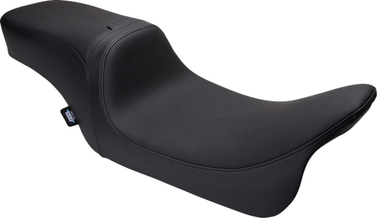DRAG SPECIALTIES Predator 2-Up Seat with smooth vinyl cover, fits FLH/FLTR motorcycles from 2008-2024, part #0801-1499.