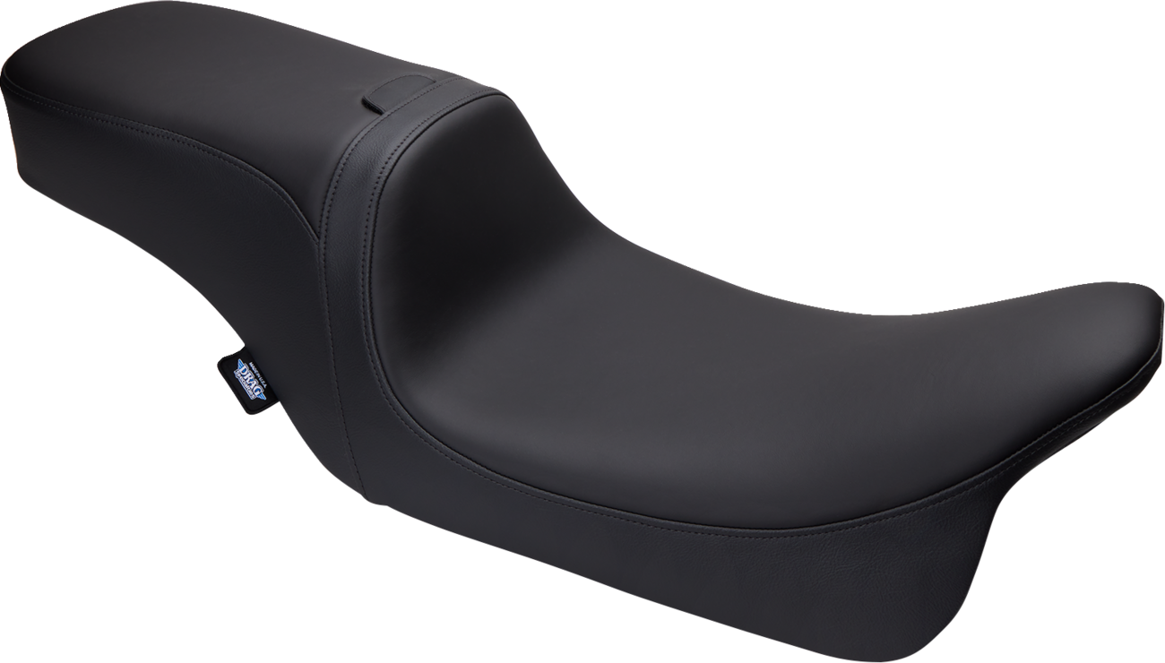 Drag Specialties Predator 2-up seat with backrest and receptacle for Harley FL 2008-2023, solar leather with smooth finish.