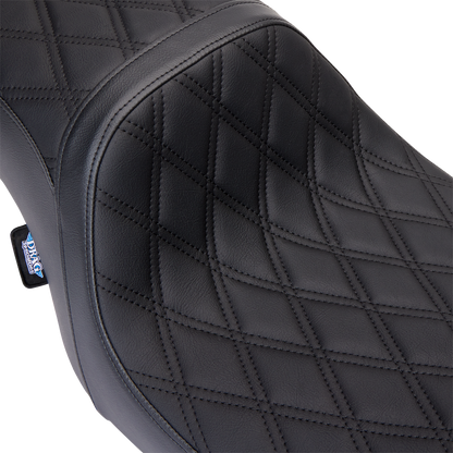 Drag Specialties Predator 2-up seat with vinyl cover for Harley FL models 2008-2023, showcasing its comfortable design and durable material.