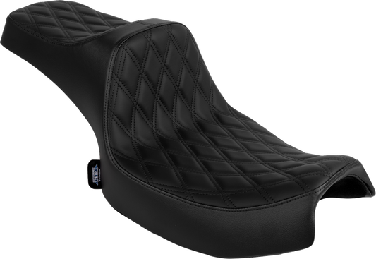 Drag Specialties Predator III 2-up seat for Chieftain 2025 and Challenger 2020-25, vinyl and solar leather with double diamond pattern.