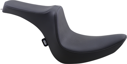 Black vinyl Drag Specialties Predator III 2-up seat designed for Harley Softail models from 2006 to 2017.