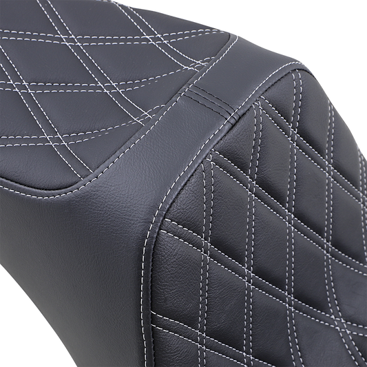 DRAG SPECIALTIES SEATS, Drag Specialties Seats Predator III 2-Up Seat for Softail '06-'17 with Vinyl Cover and Double Diamond Stitching