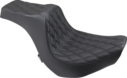 Drag Specialties Predator III Seat for Harley-Davidson FXBR/S 2018-2020 with double diamond black stitching, black leather seat.
