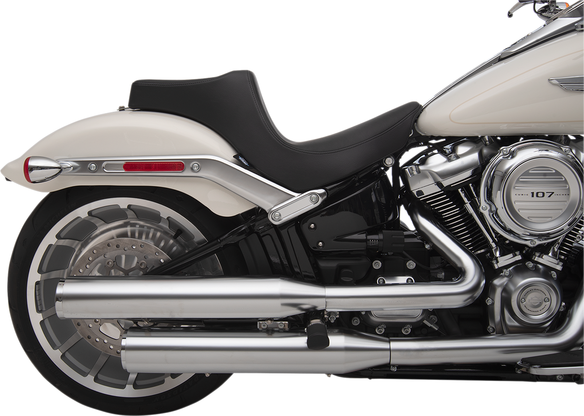 Drag Specialties Predator III seat for Harley FXBR/S 2018-2022 in black with smooth finish, designed for Harley-Davidson motorcycle.