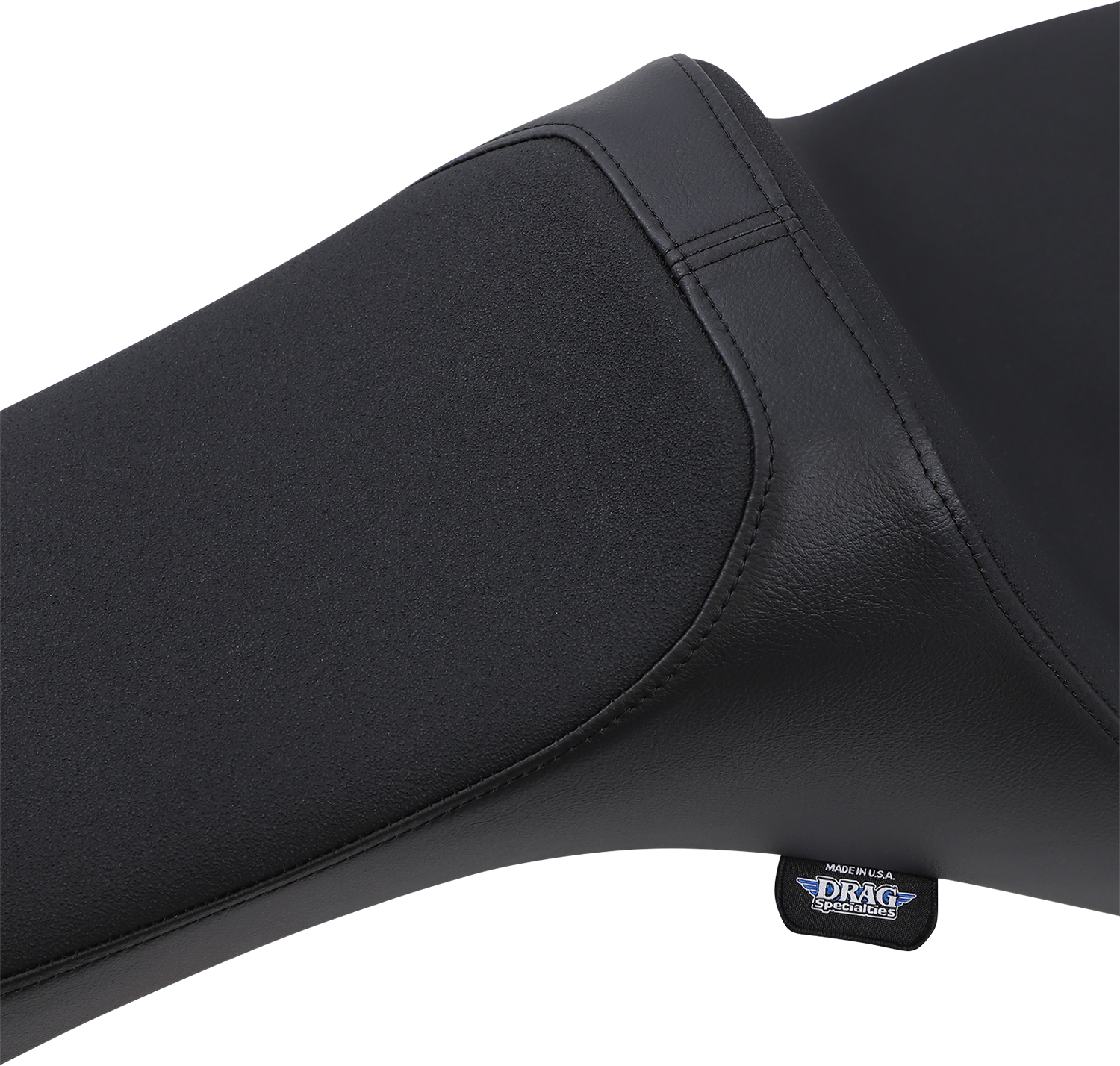 Black Drag Specialties Predator III Slip Stop Seat for Harley-Davidson FL/FX 2018-2023, showing the seat’s sleek design and material.