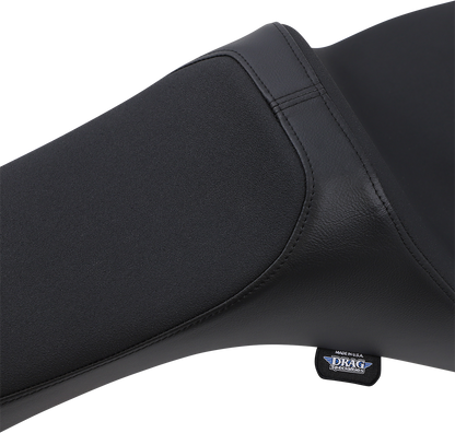 Black Drag Specialties Predator III Slip Stop Seat for Harley-Davidson FL/FX 2018-2023, showing the seat’s sleek design and material.