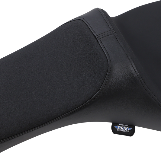 Black Drag Specialties Predator III Slip Stop Seat for Harley-Davidson FL/FX 2018-2023, showing the seat’s sleek design and material.