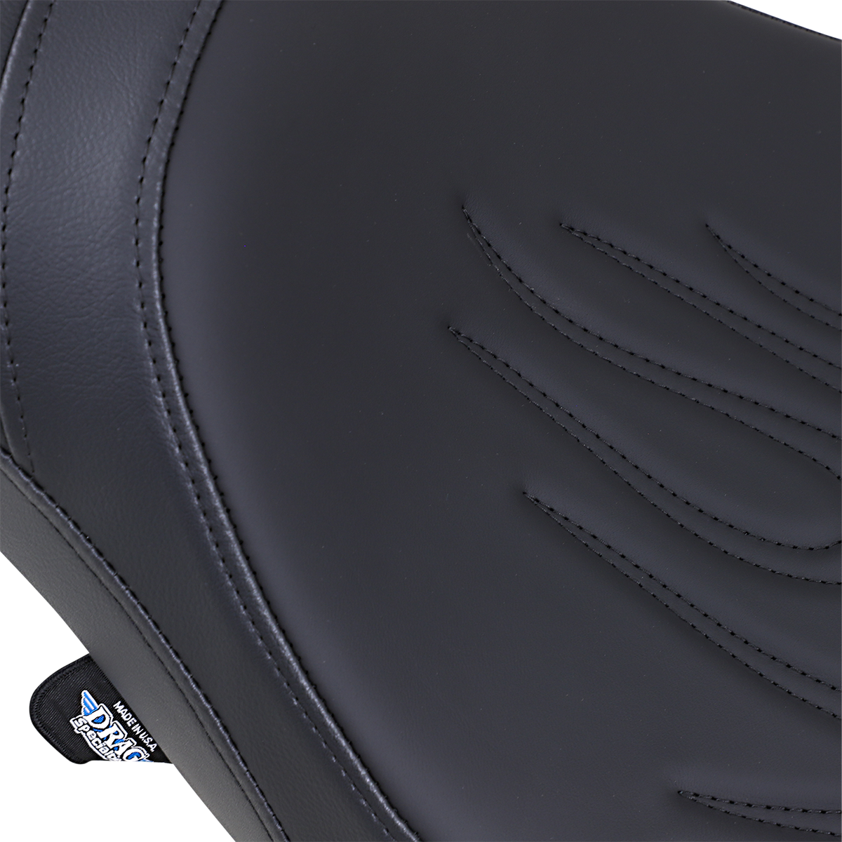 Drag Specialties Predator Seat with Flame Stitching for Vegas motorcycle, featuring custom stitching and ergonomic design.