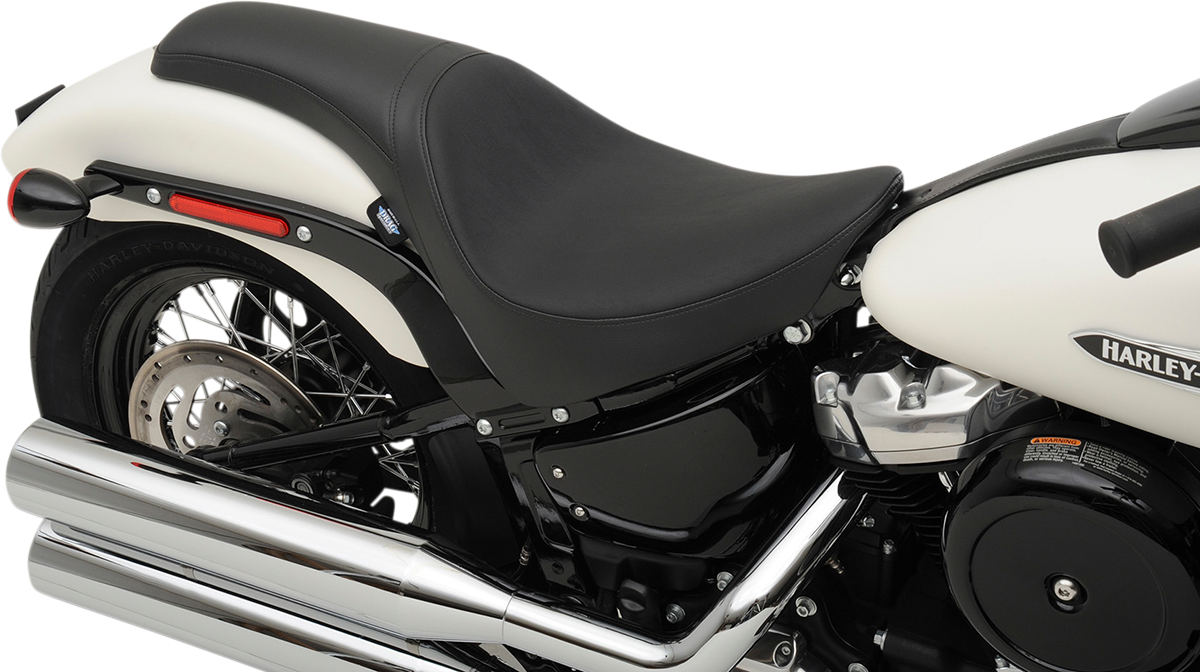 Drag Specialties Predator Seat for FL/FX 2018-2022 with solar leather finish, motorcycle seat with contoured design.