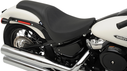 Drag Specialties Predator Seat for FL/FX 2018-2022 with solar leather finish, motorcycle seat with contoured design.