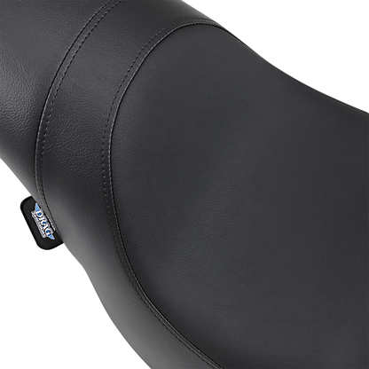 Black Smooth Predator Seat for FXST motorcycles, made by Drag Specialties Seats, designed for models from 2006 to 2017.